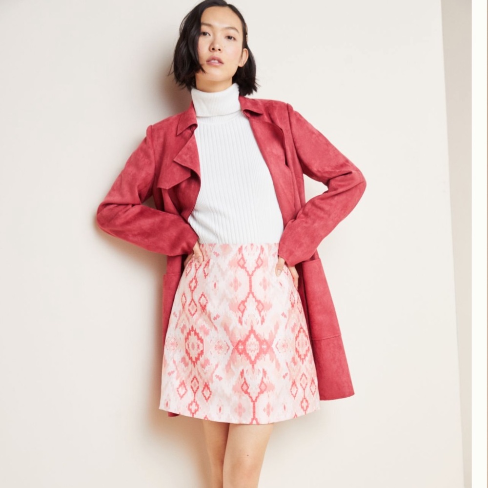 {ANTHRO} NWT pink Jacquard Mini Skirt